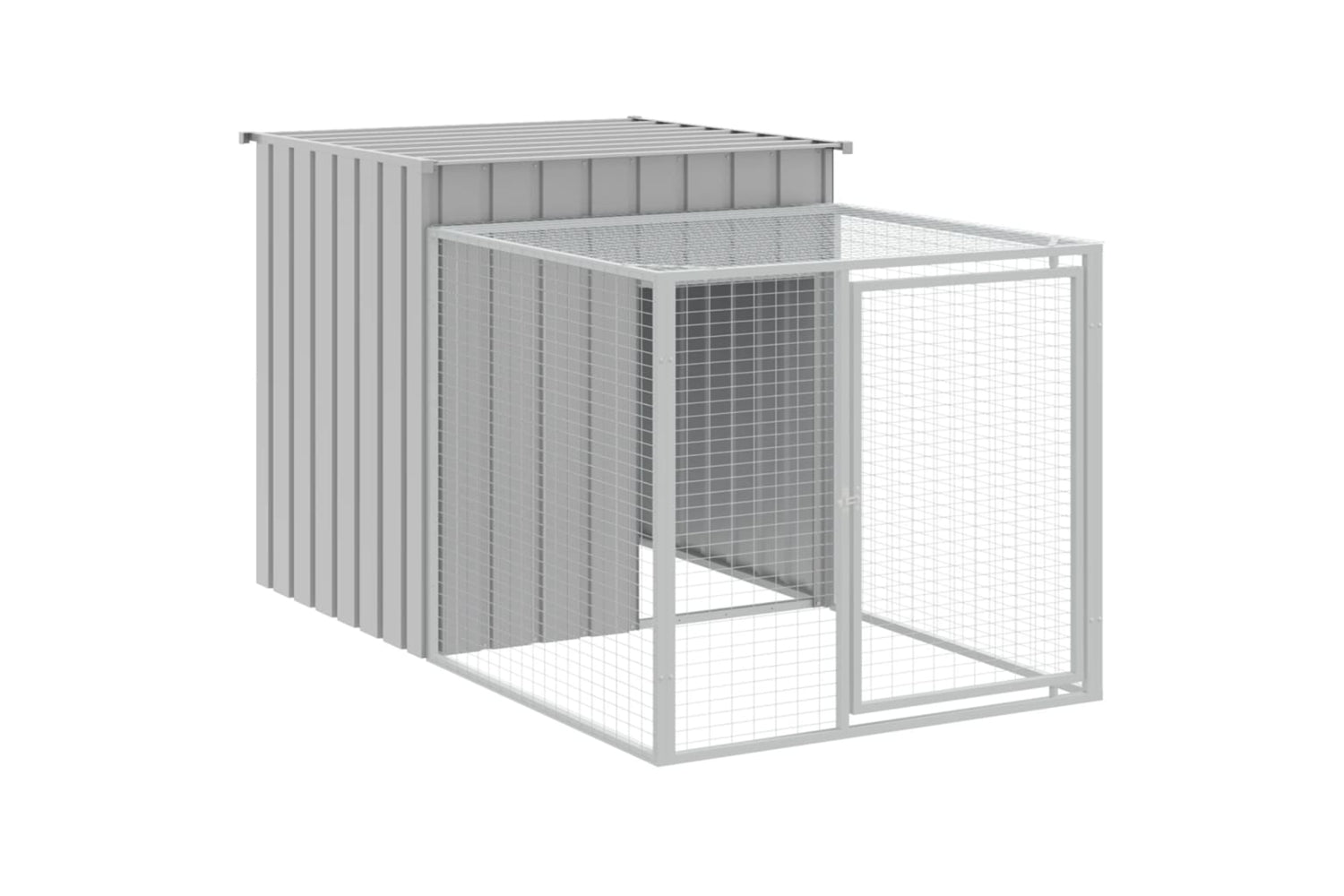 vidaXL 3189096 Chicken Cage With Run Light Grey 110x813x110cm Galvanised Steel-5
