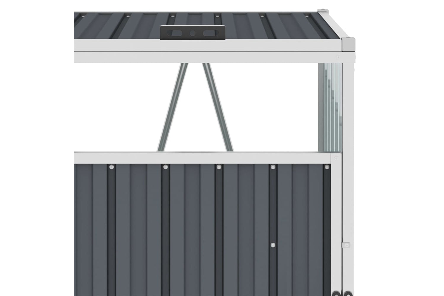 vidaXL Triple Garbage Bin Shed Grey 213x81x121cm Steel-4