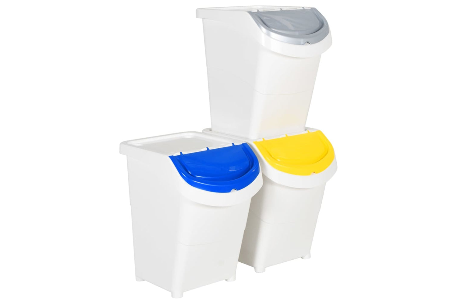 Vidaxl 364070 Stackable Waste Bins With Lids 3 Pcs White Pp 120 L-8