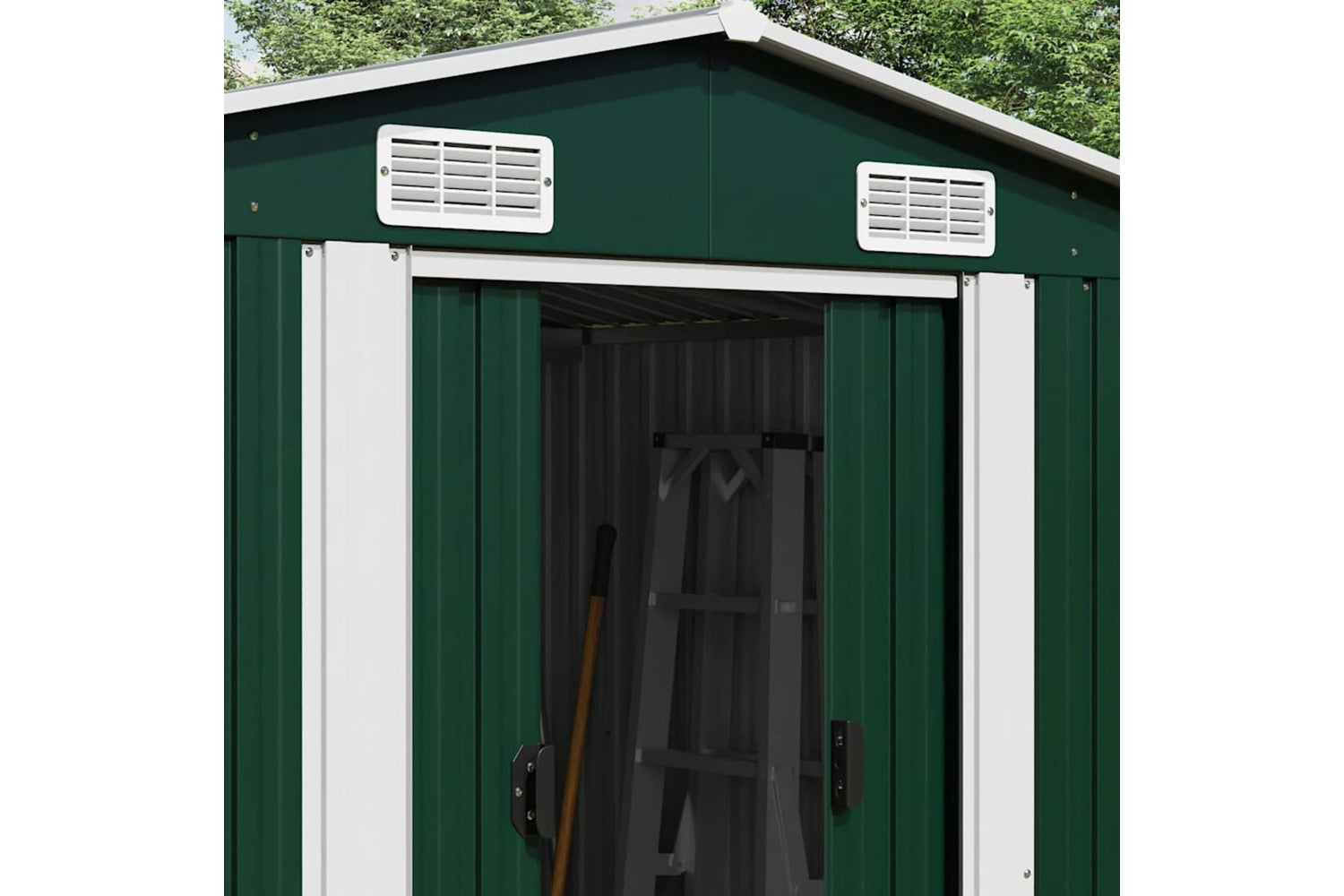 vidaXL 47036 Garden Shed Green 257x990x181cm Galvanised Steel-3