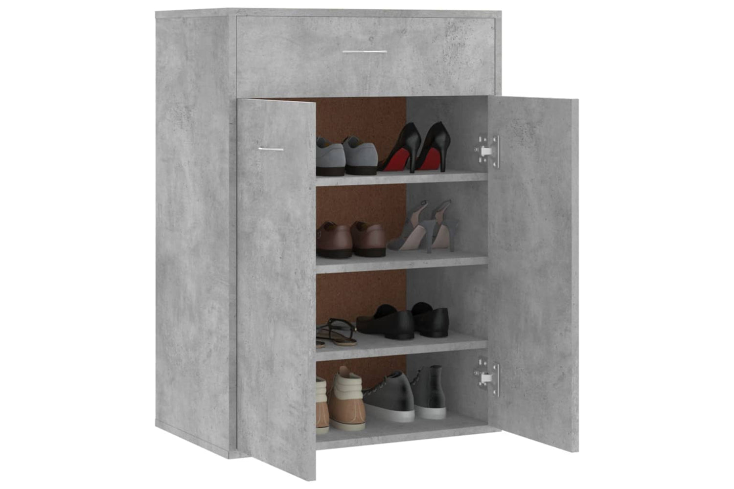 vidaXL 801075 Shoe Cabinet Concrete Grey 60x35x84cm Engineered Wood-3