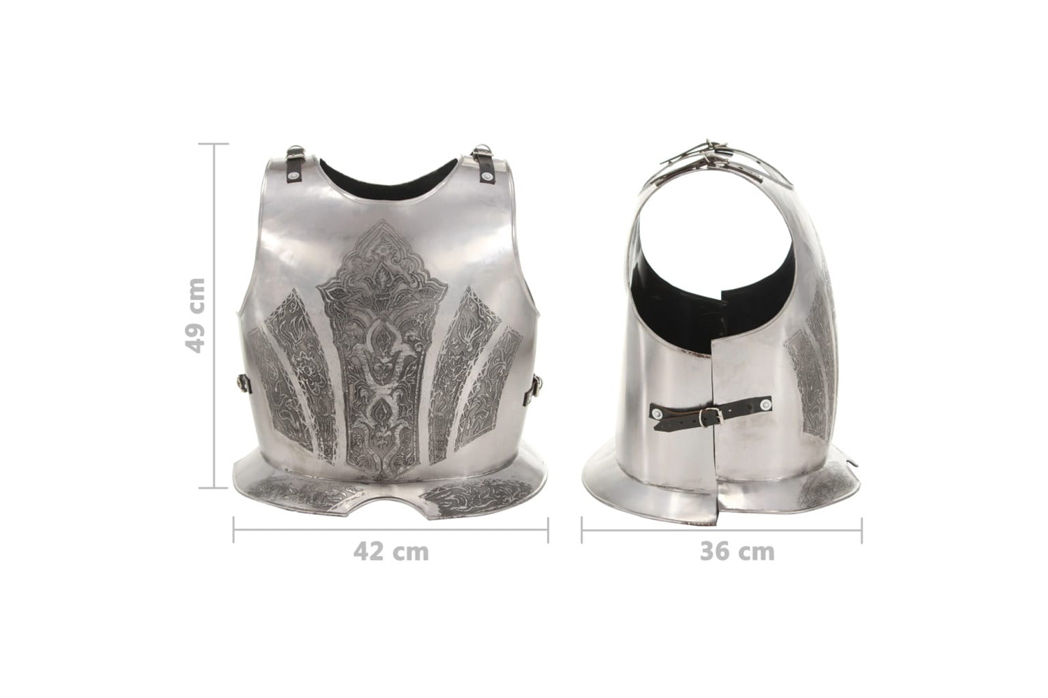 Vidaxl 286219 Medieval Knight Body Armour Cuirass Replica Larp Silver Steel-9