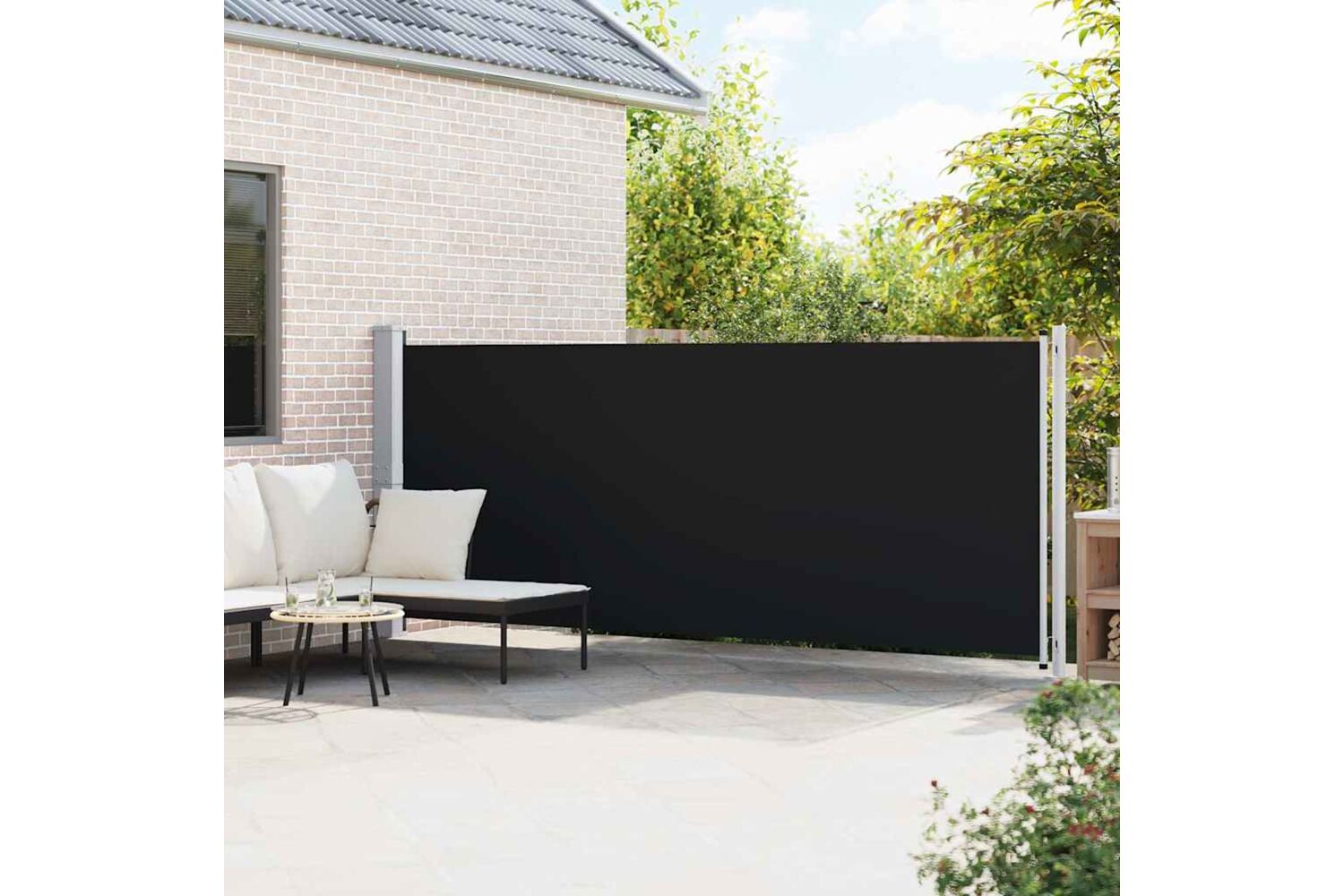 vidaXL Patio Retractable Side Awning 600x160cm Black-2