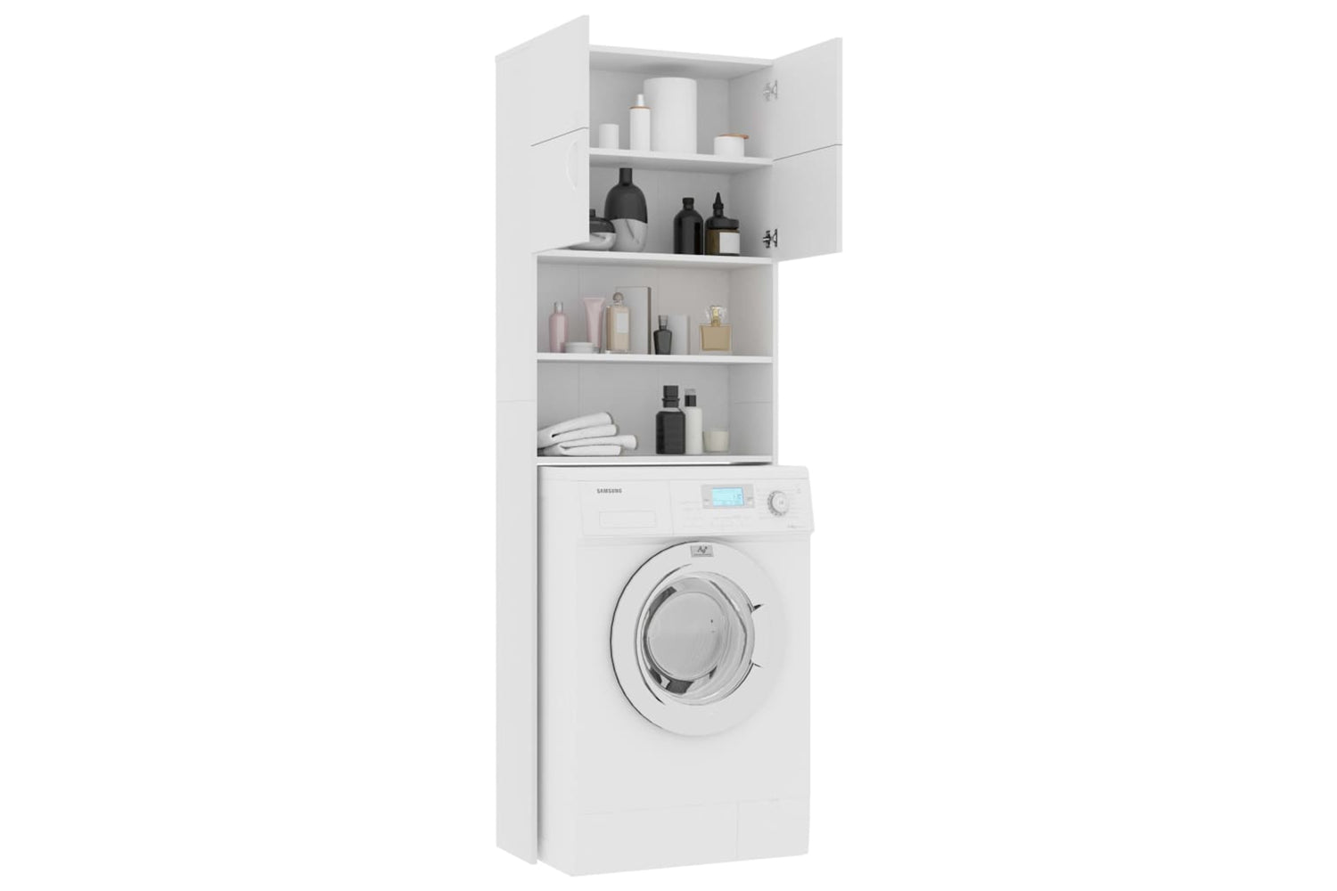 vidaXL 800027 Washing Machine Cabinet White 64x25.5x190cm Engineered Wood-3