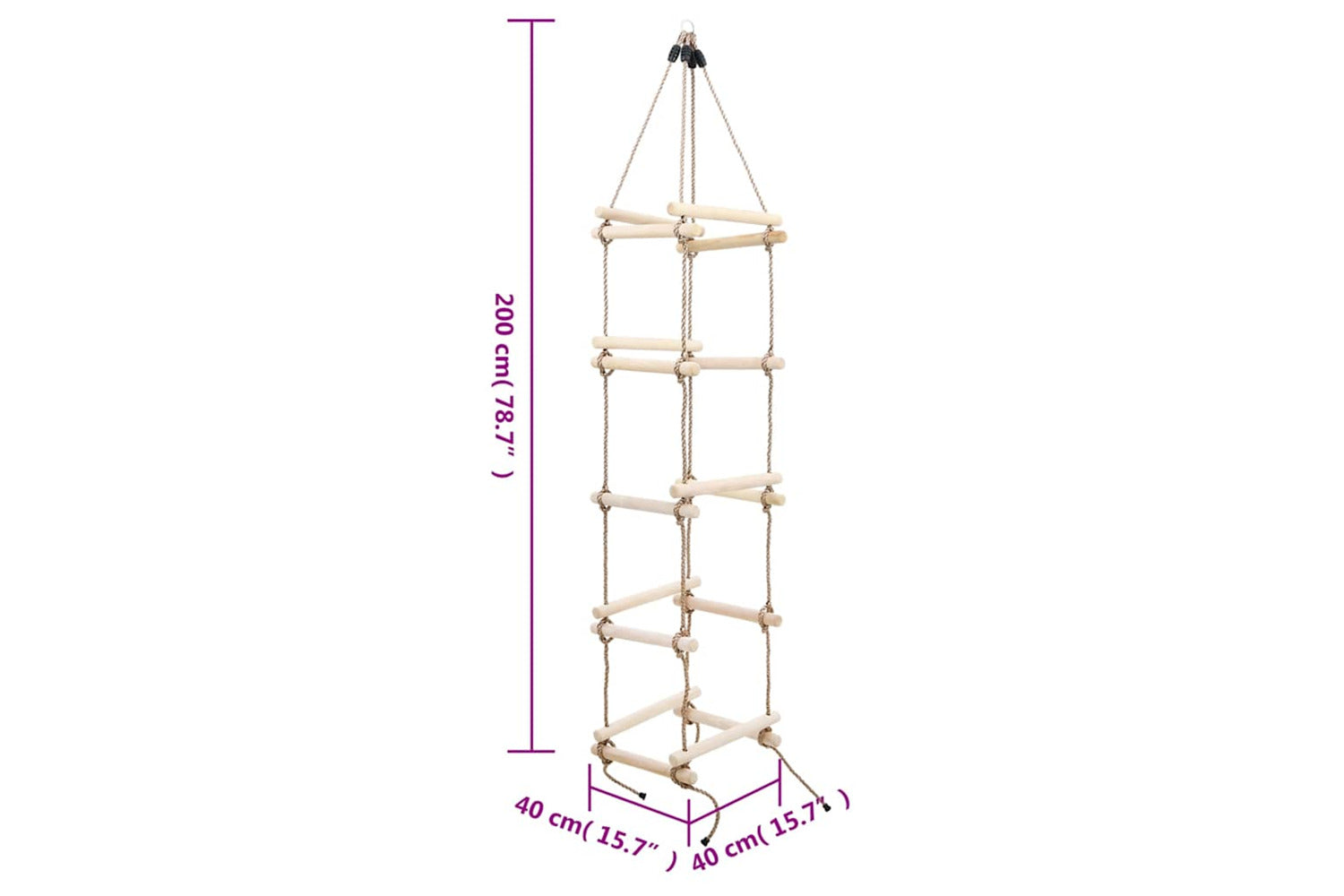 Vidaxl Kids Rope Ladder 200 Cm Wood-7