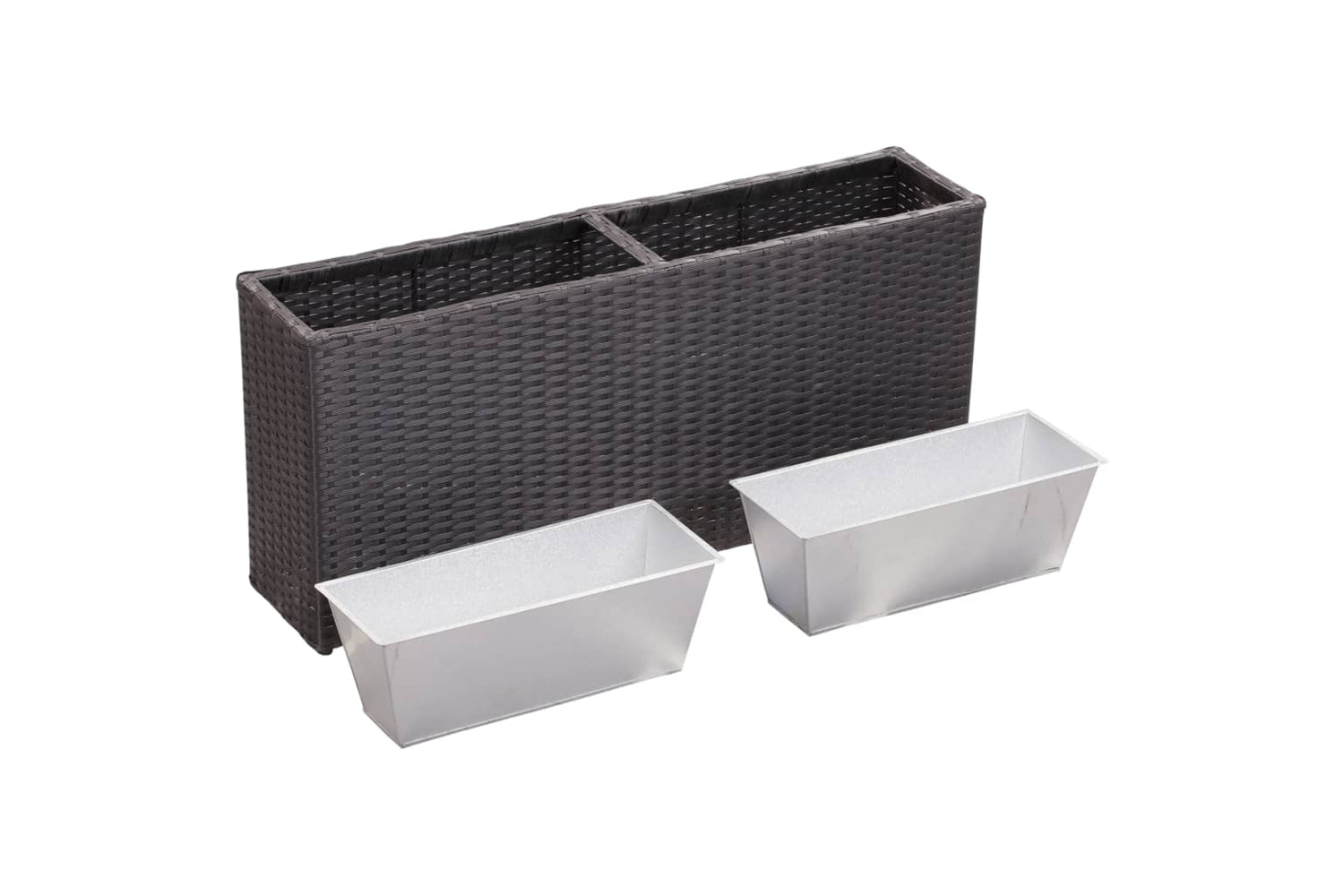 vidaXL 46920 Garden Raised Bed With 2 Pots 90x20x40cm Poly Rattan Black-5