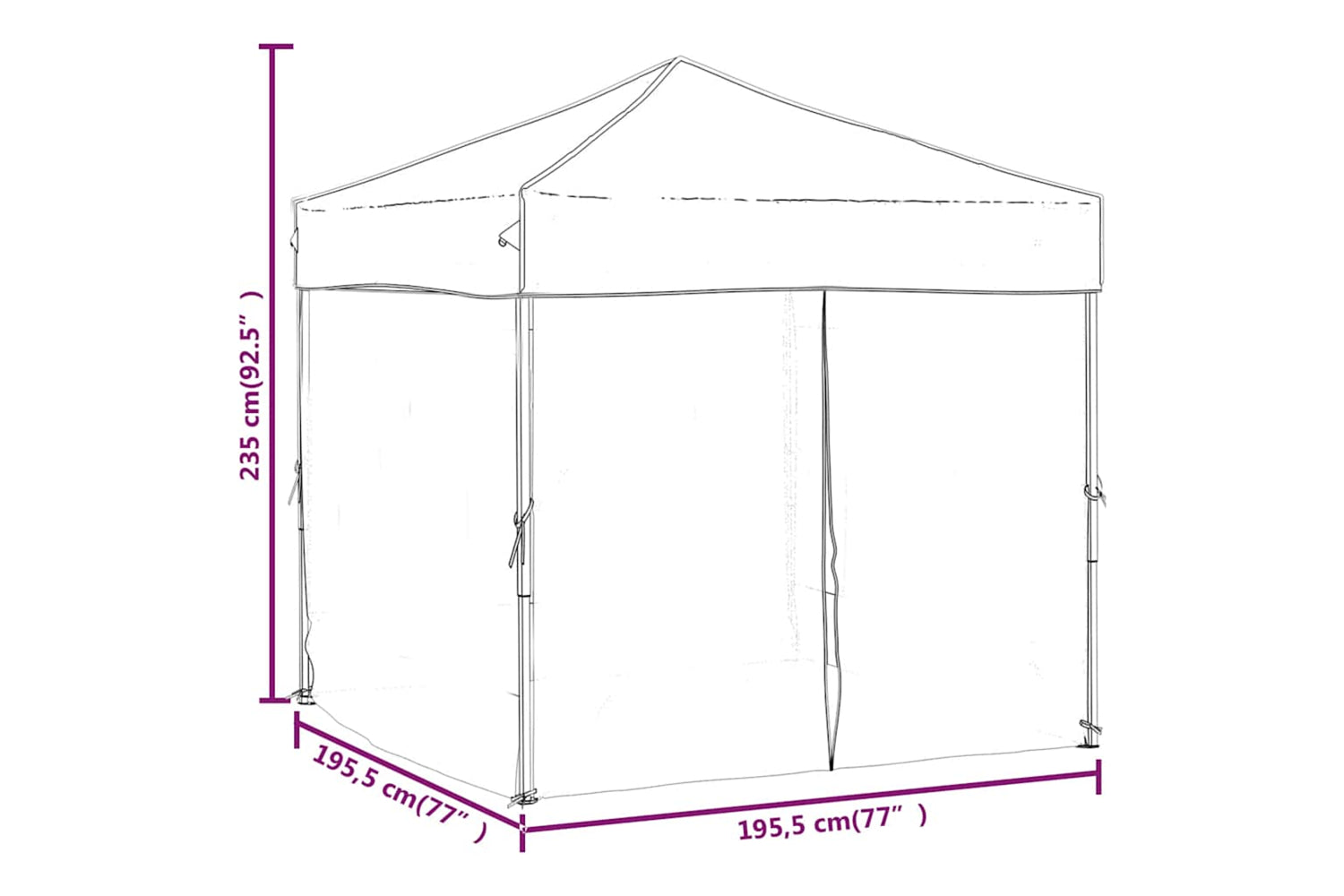 Vidaxl 93503 Folding Party Tent With Sidewalls White 2x2 M-8