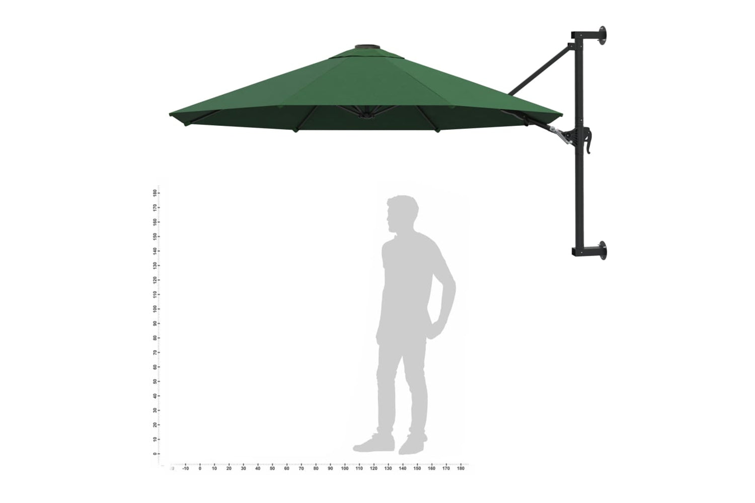 vidaXL Wall-mounted Parasol With Metal Pole 300cm Green-9