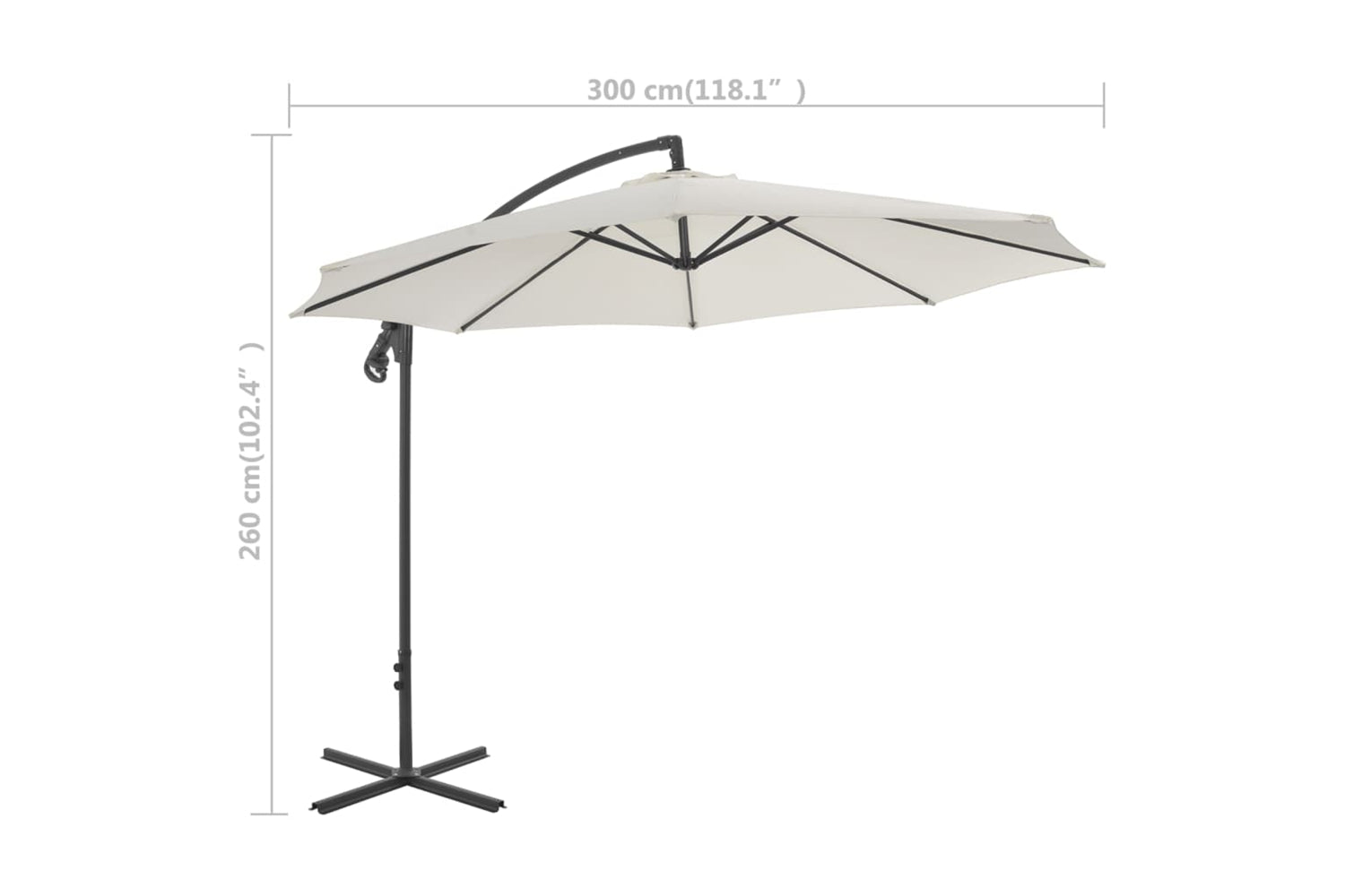 vidaXL 44874 Cantilever Umbrella With Steel Pole 300cm Sand-6