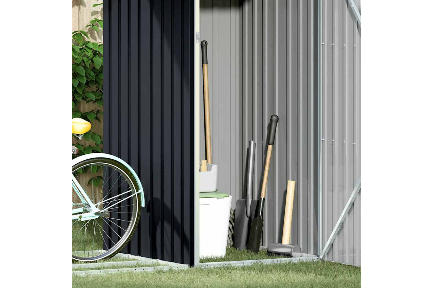 vidaXL 46295 Garden Firewood Shed Anthracite 245x98x159cm Galvanised Steel-3
