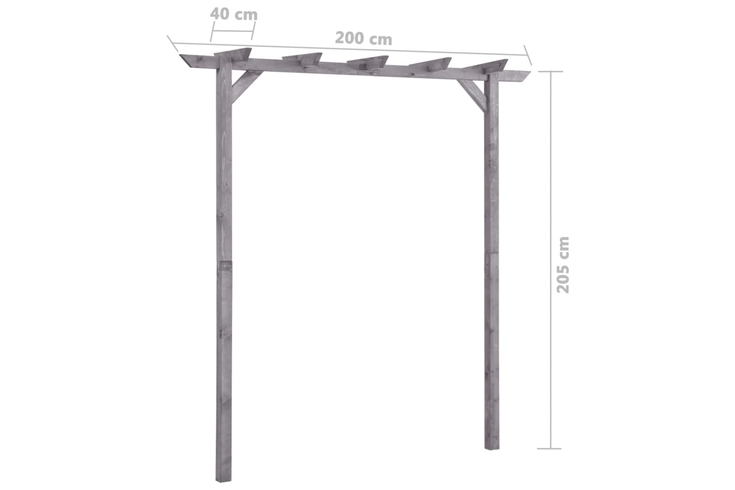 vidaXL 313567 Garden Pergola Grey 200x40x205cm Impregnated Pinewood-5