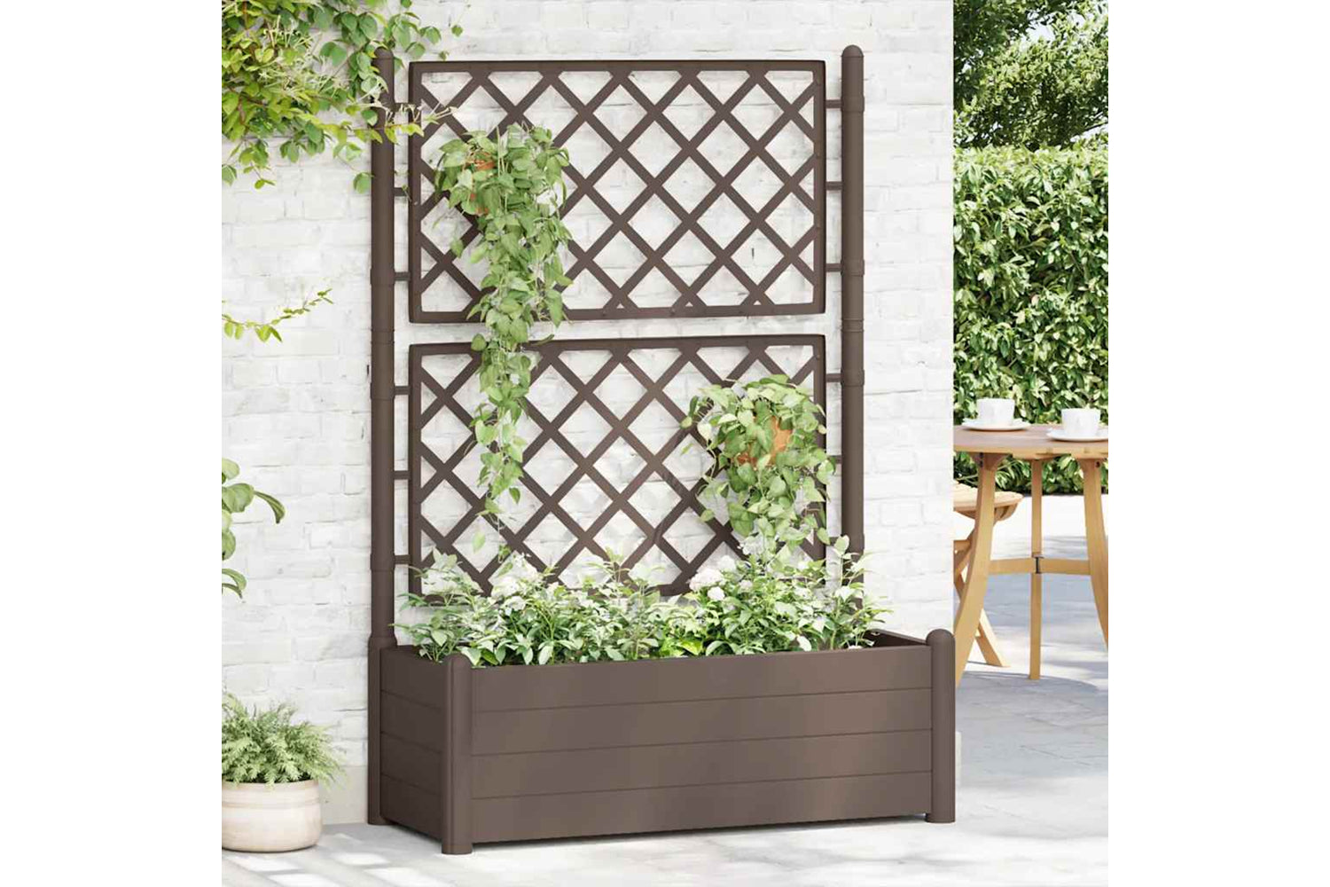 vidaXL 313984 Garden Planter With Trellis 100x43x142cm Pp Mocha-2
