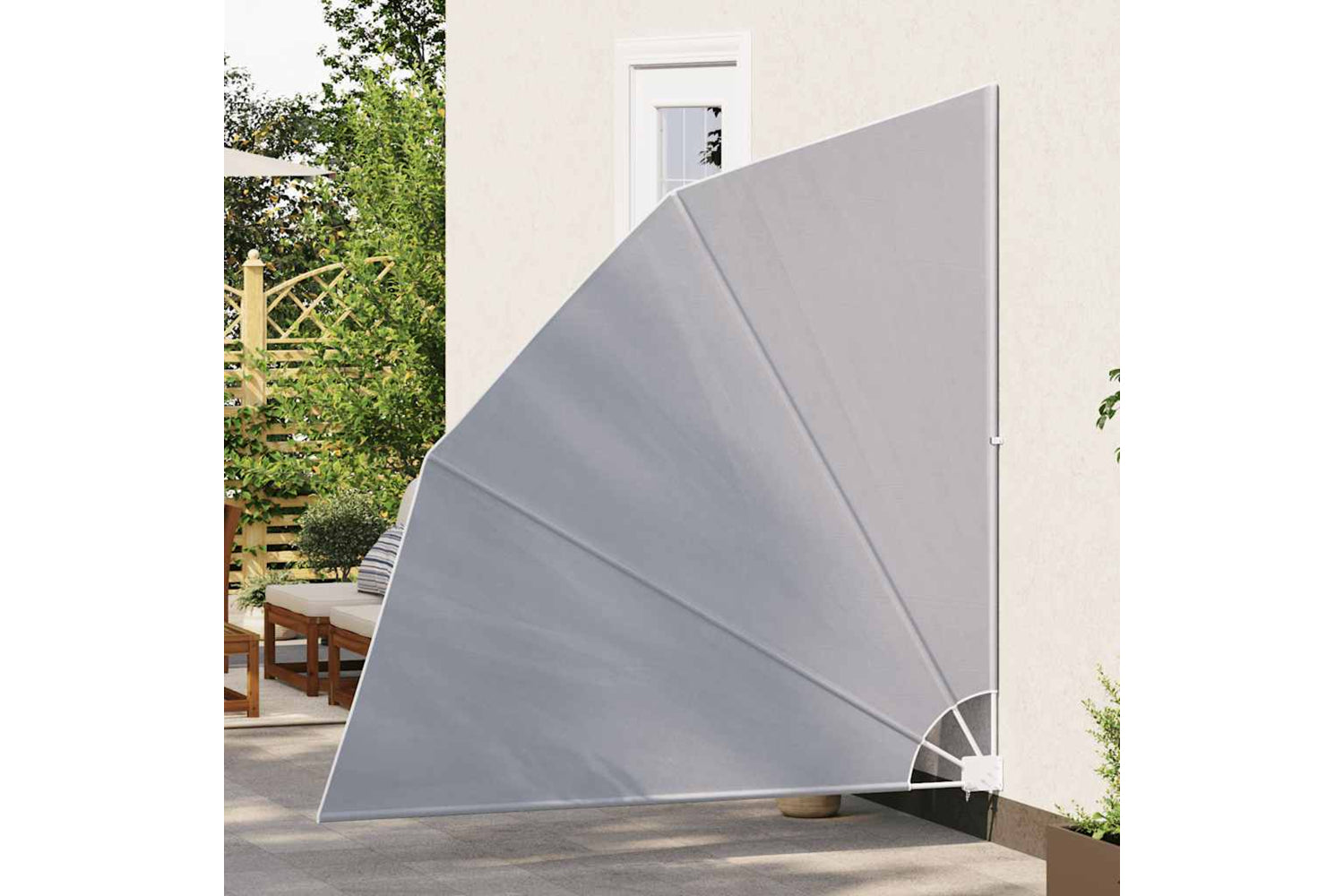 vidaXL 41573 Collapsible Balcony Side Awning Grey 210x210cm-2