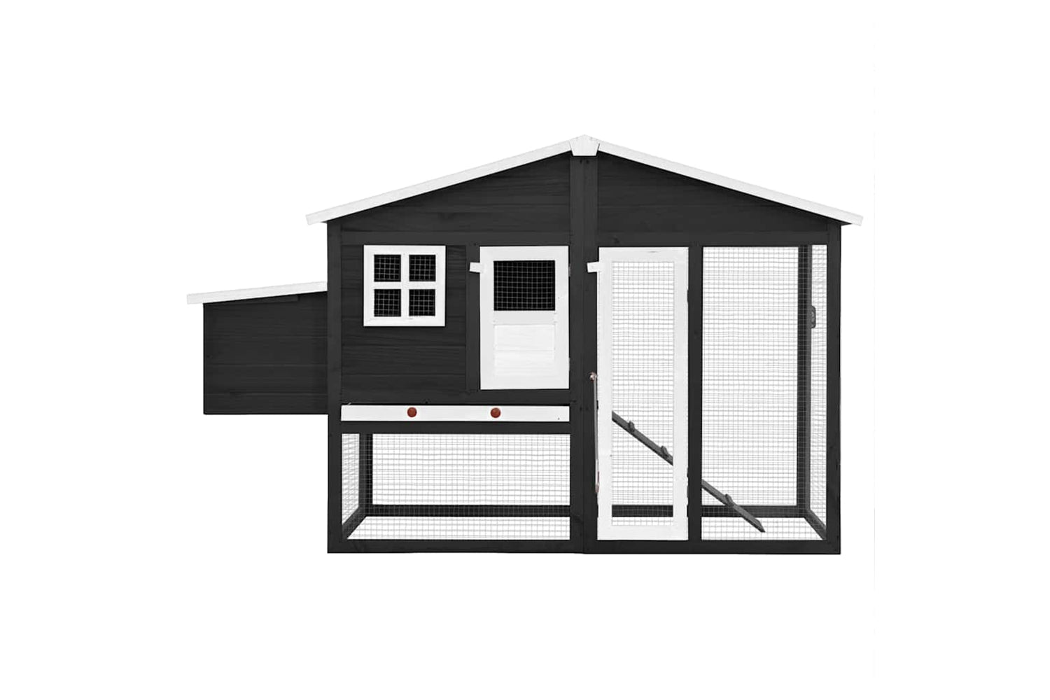 Vidaxl 170865 Chicken Coop With Nest Box Grey And White Solid Fir Wood-3