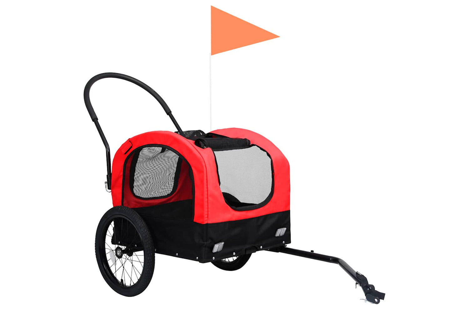 Vidaxl 2-in-1 Pet Bike Trailer & Jogging Stroller Red And Black-3