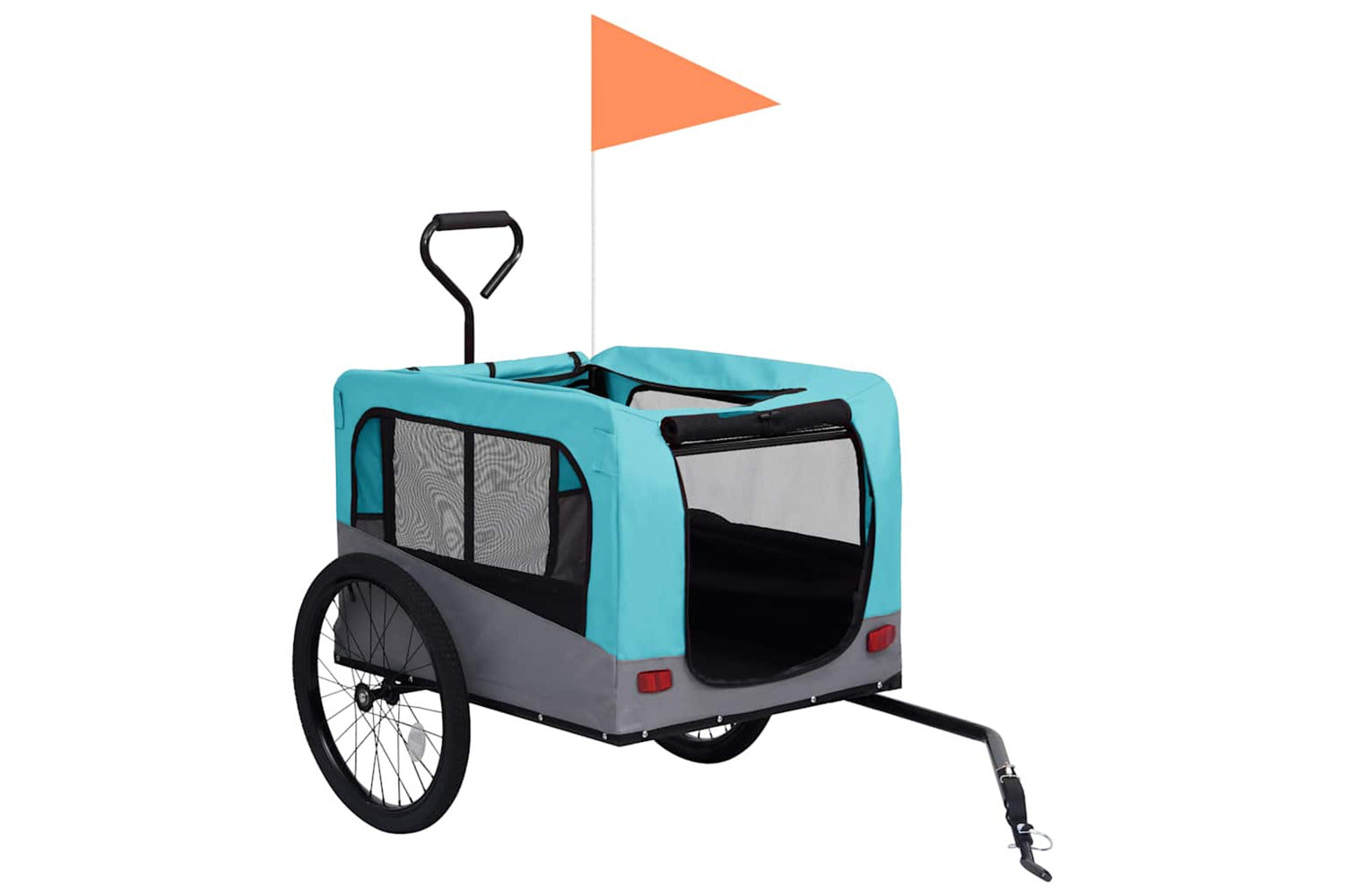 Vidaxl 2-in-1 Pet Bike Trailer & Jogging Stroller Blue And Grey-3