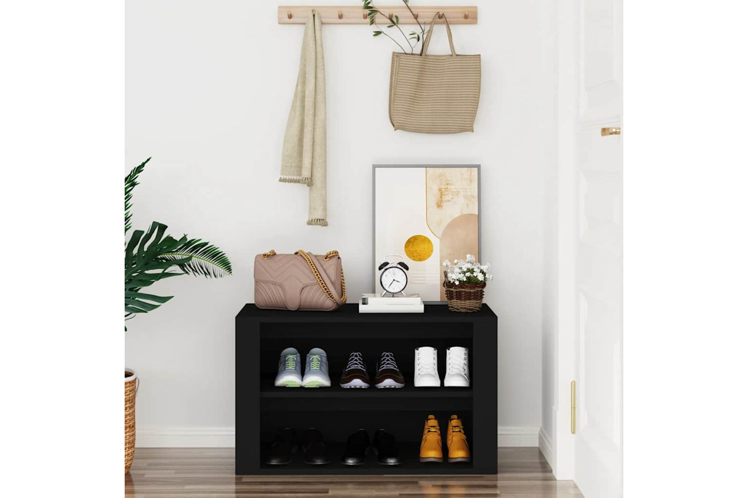 vidaXL 816897 Shoe Rack Black 75x35x45cm Engineered Wood-2