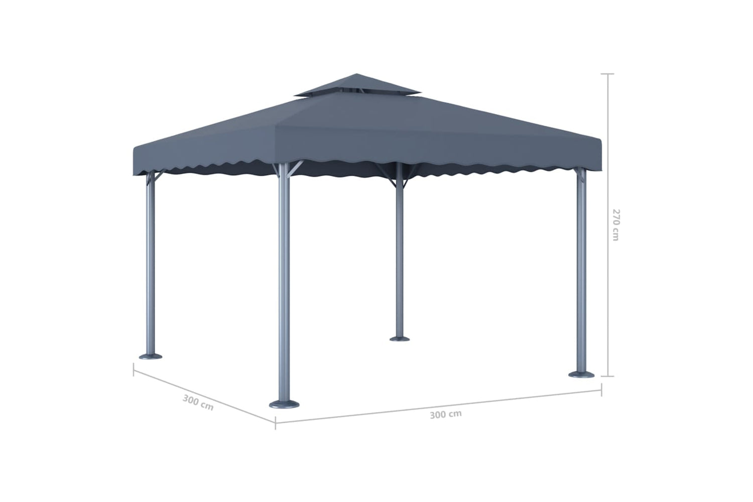 Vidaxl 3070343 Gazebo With Led String Lights 300x300 Cm Anthracite Aluminium-7