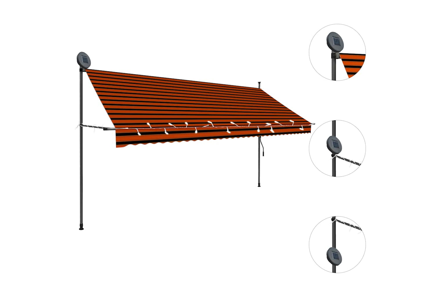 vidaXL 145881 Manual Retractable Awning With Led 350cm Orange And Brown-3