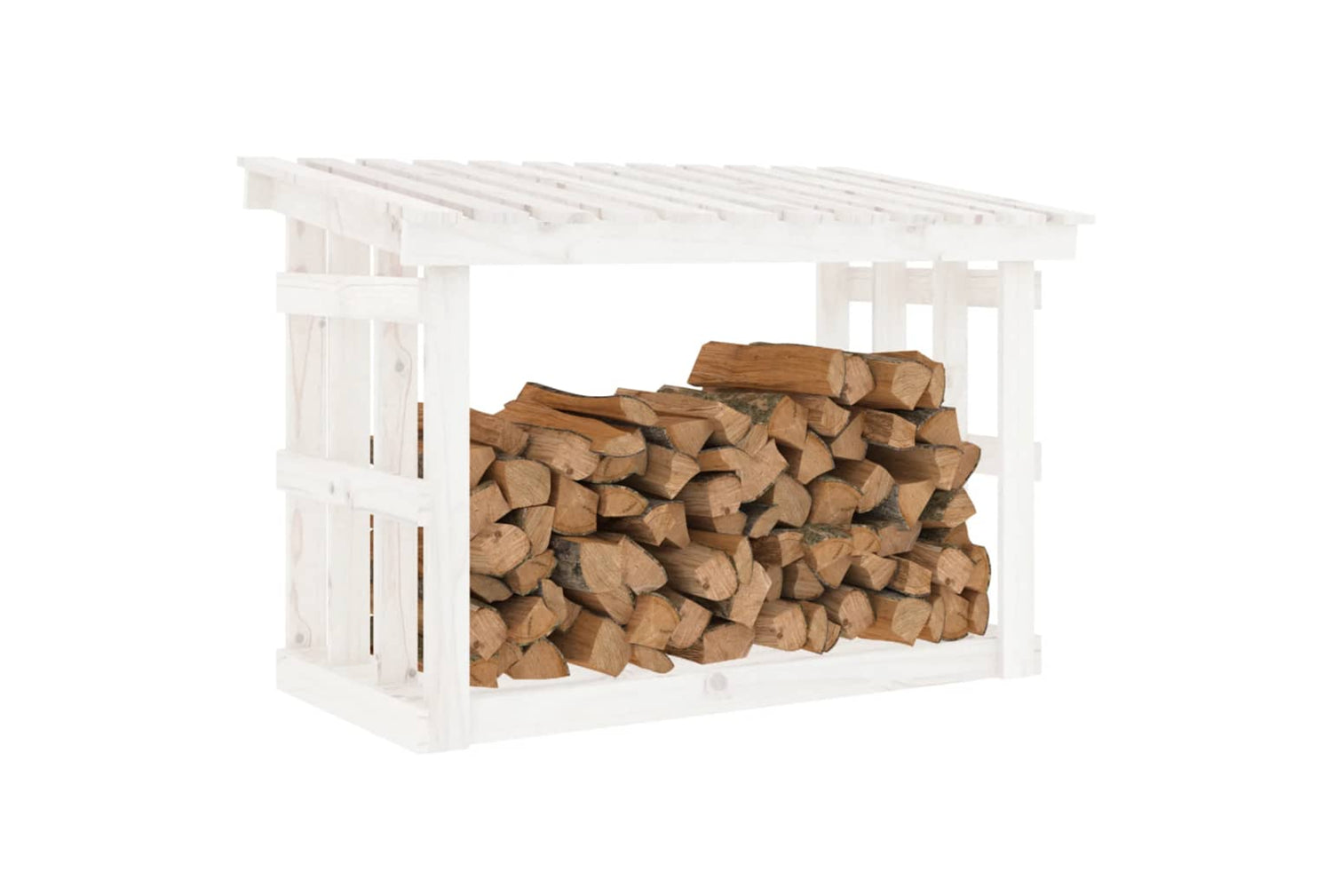 vidaXL 822433 Firewood Rack White 108x64.5x77cm Solid Wood Pine-3