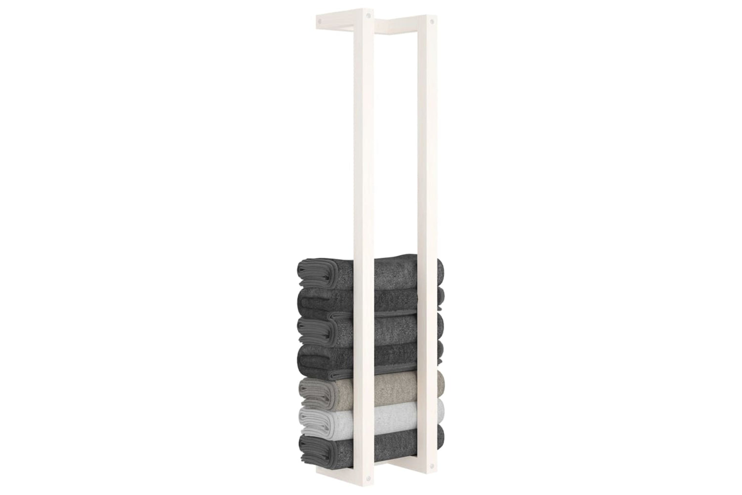 vidaXL 822403 Towel Rack White 23x18x110cm Solid Wood Pine-3
