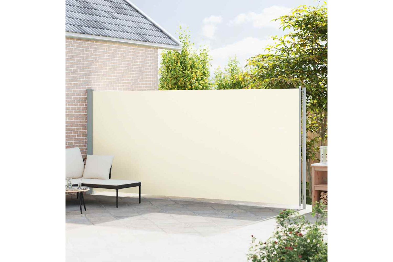 vidaXL 317971 Patio Retractable Side Awning 200x600cm Cream-2