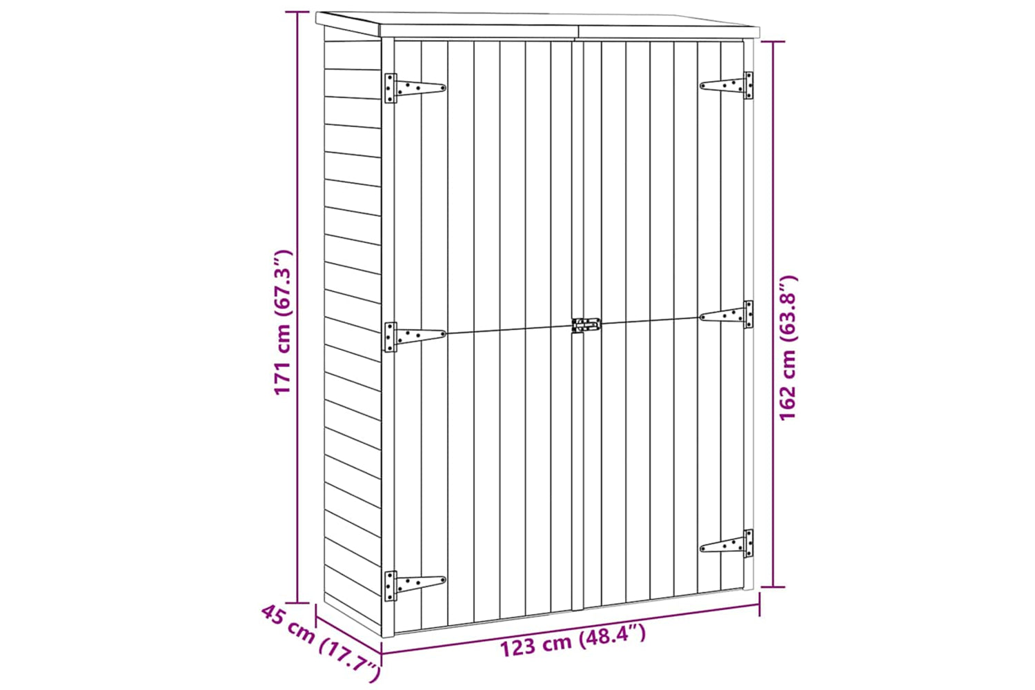 vidaXL 318196 Garden Tool Shed 123x45x171cm Impregnated Solid Wood Pine-7