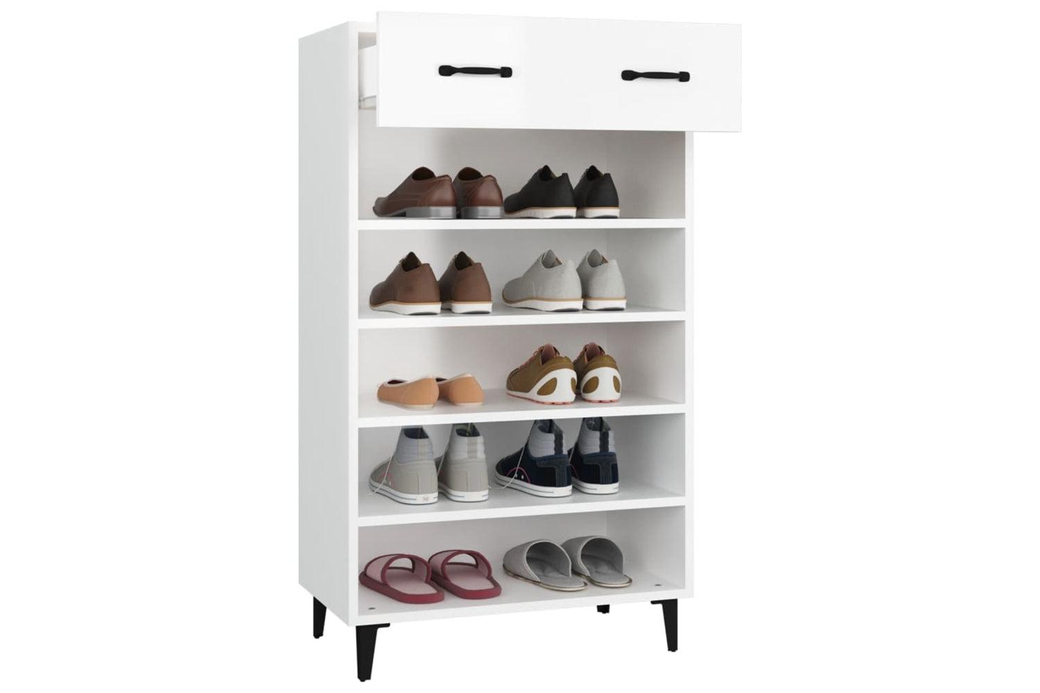 vidaXL 812795 Shoe Cabinet High Gloss White 60x35x105cm Engineered Wood-4