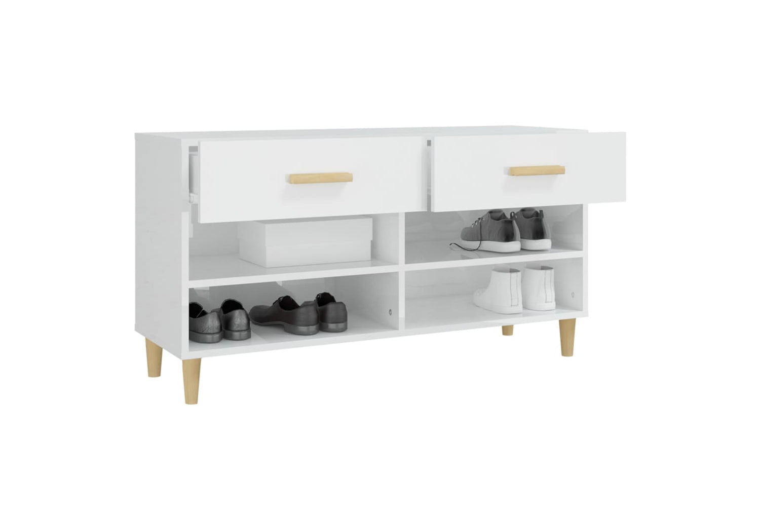 vidaXL 812822 Shoe Cabinet High Gloss White 102x35x55cm Engineered Wood-4