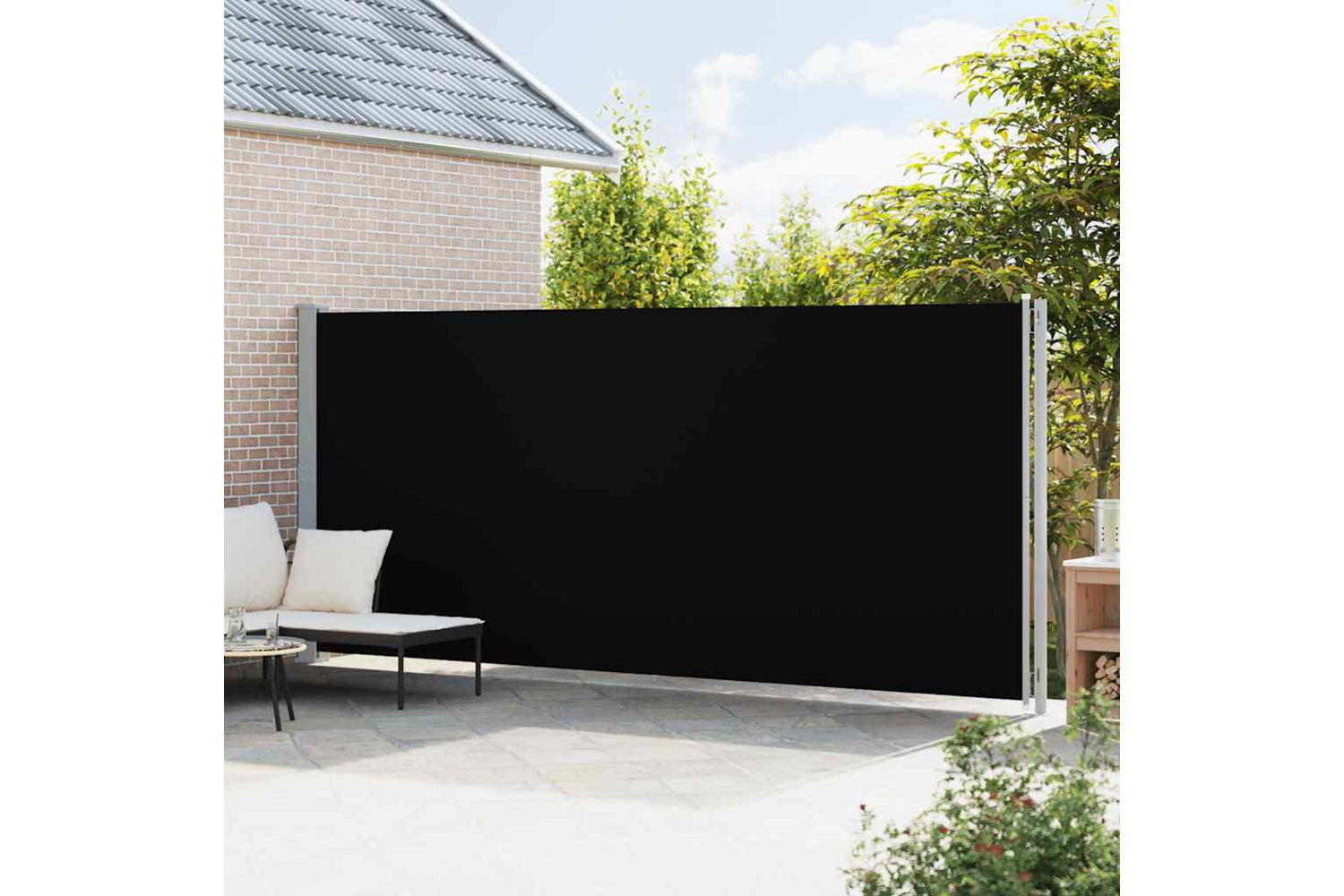 vidaXL 317970 Patio Retractable Side Awning 200x600cm Black-2