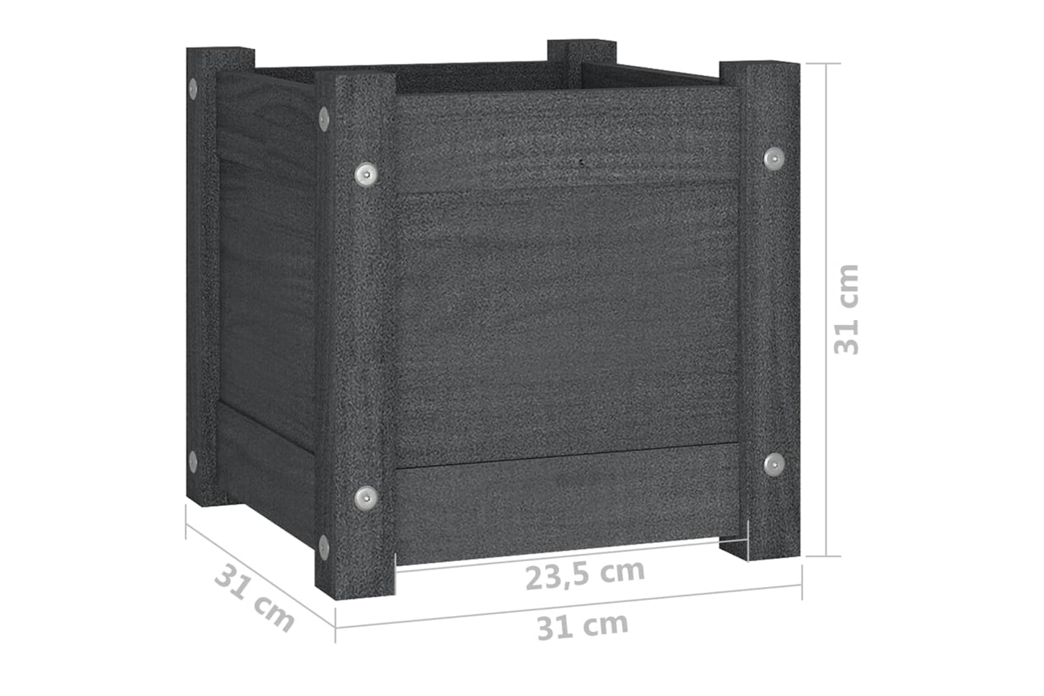 vidaXL 810527 Garden Planters 2 Pcs Grey 31x31x31cm Solid Pinewood-8
