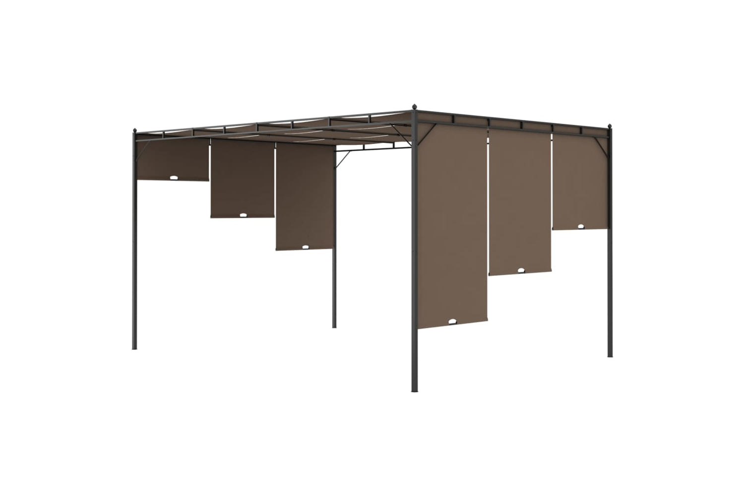Vidaxl 312264 Garden Gazebo With Side Curtain 4x3x2.25 M Taupe-6