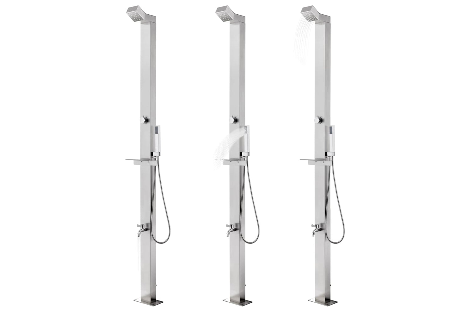 vidaXL 3070792 Garden Shower With Grey Base 225cm Stainless Steel-2