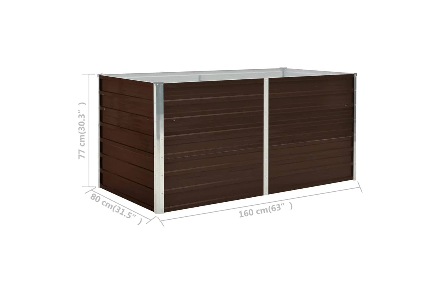 vidaXL 45709 Raised Garden Bed Brown 160x80x77cm Galvanised Steel-7