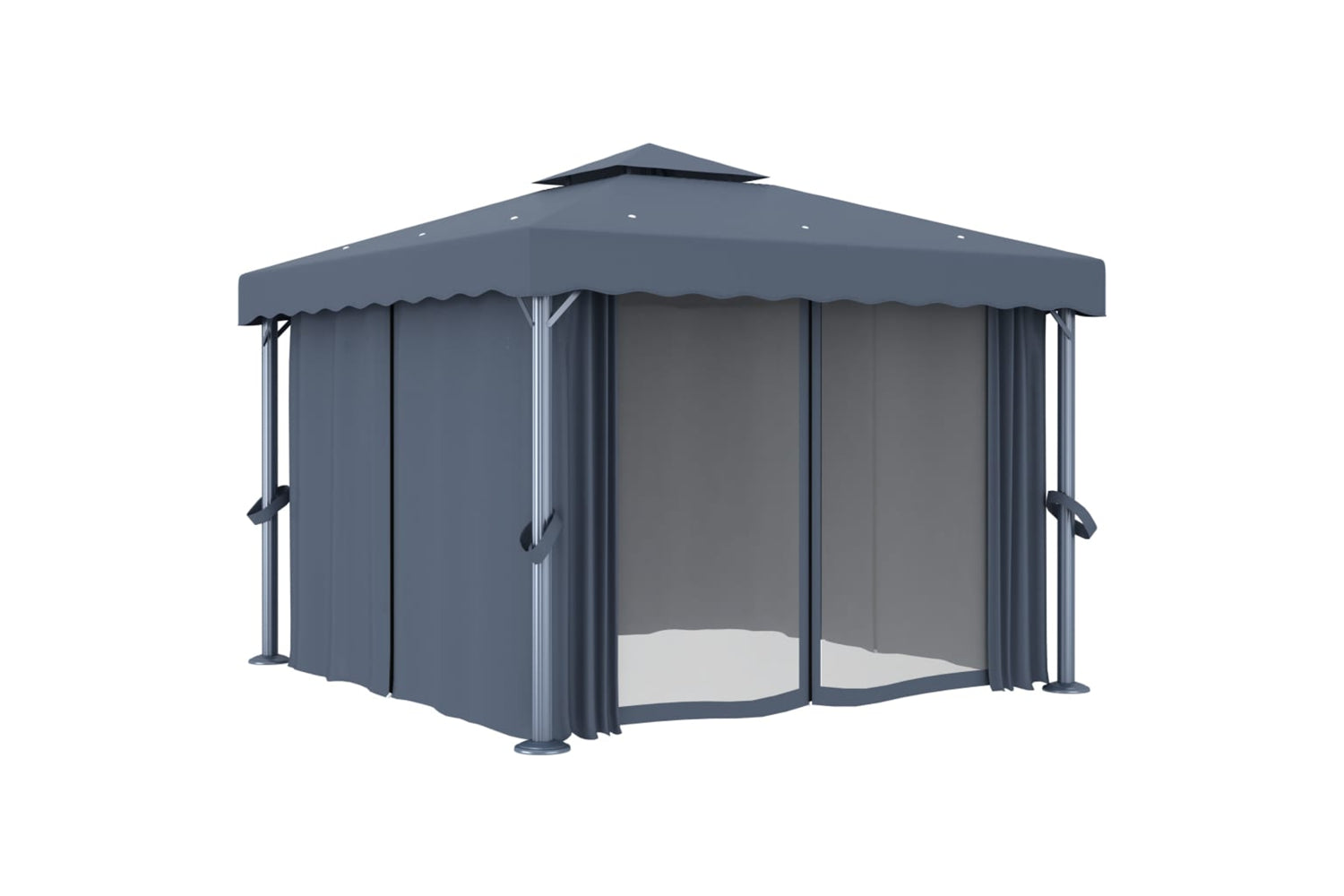 Vidaxl 3053378 Gazebo With Curtain 3x3 M Anthracite Aluminium-2