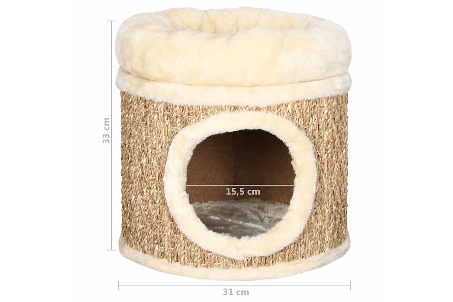 Vidaxl Cat House With Luxury Cushion 33 Cm Seagrass-7