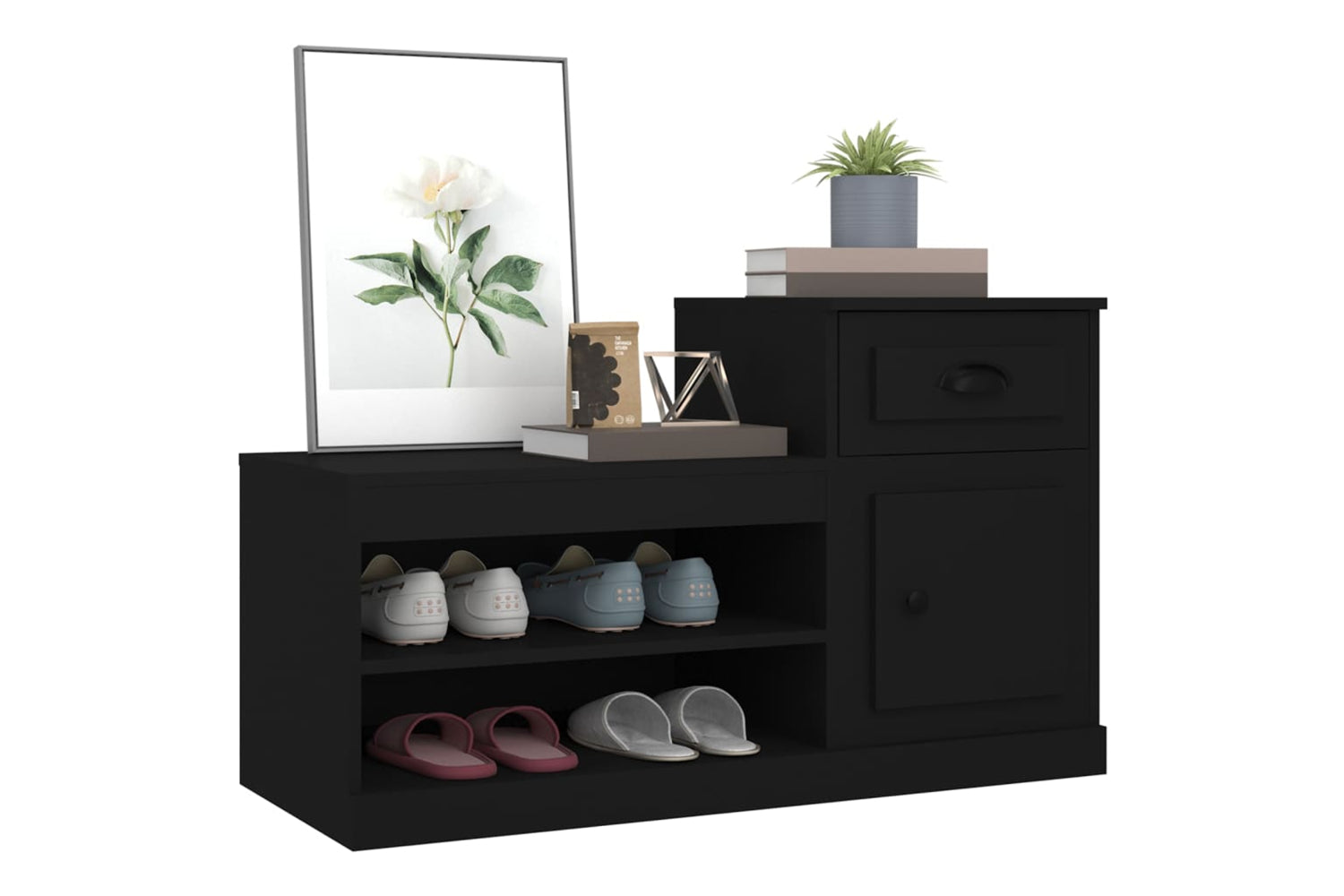 vidaXL 816417 Shoe Cabinet Black 100x42x60cm Engineered Wood-4
