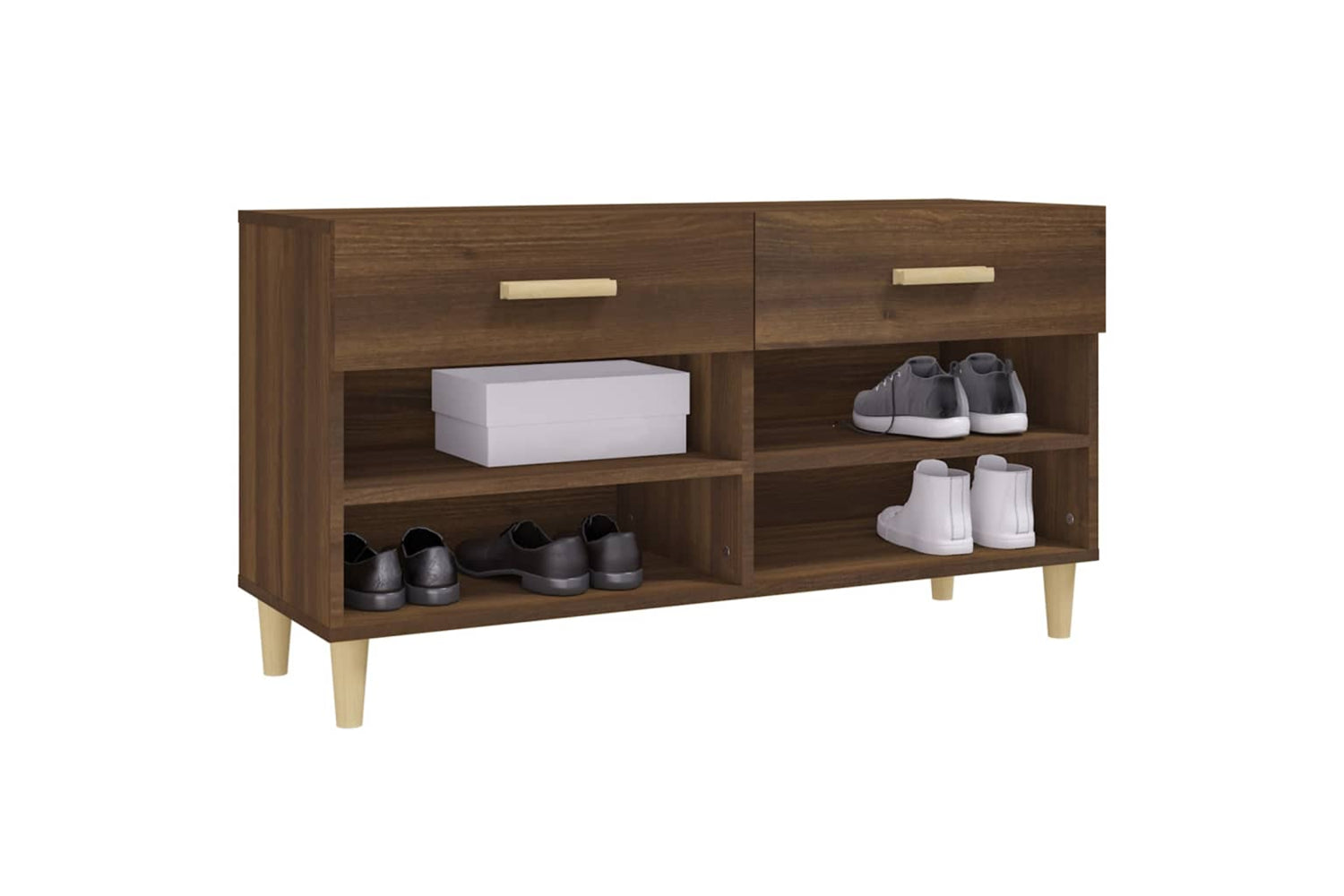 vidaXL 817569 Shoe Cabinet Brown Oak 102x35x55cm Engineered Wood-3