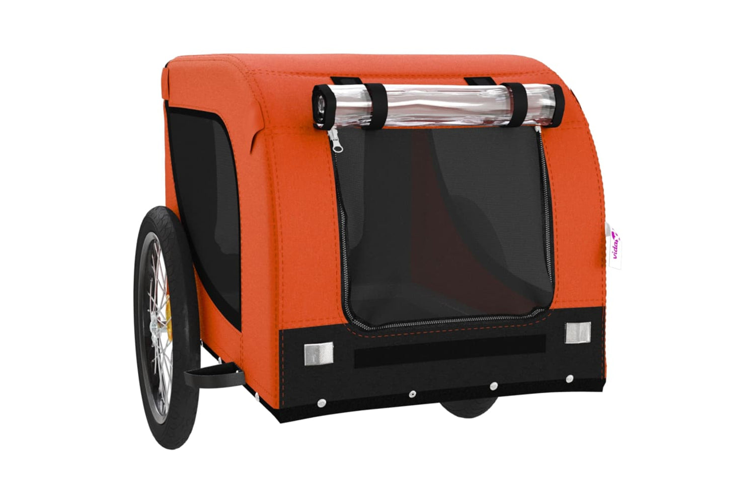 Vidaxl 94005 Pet Bike Trailer Orange And Black Oxford Fabric And Iron-3