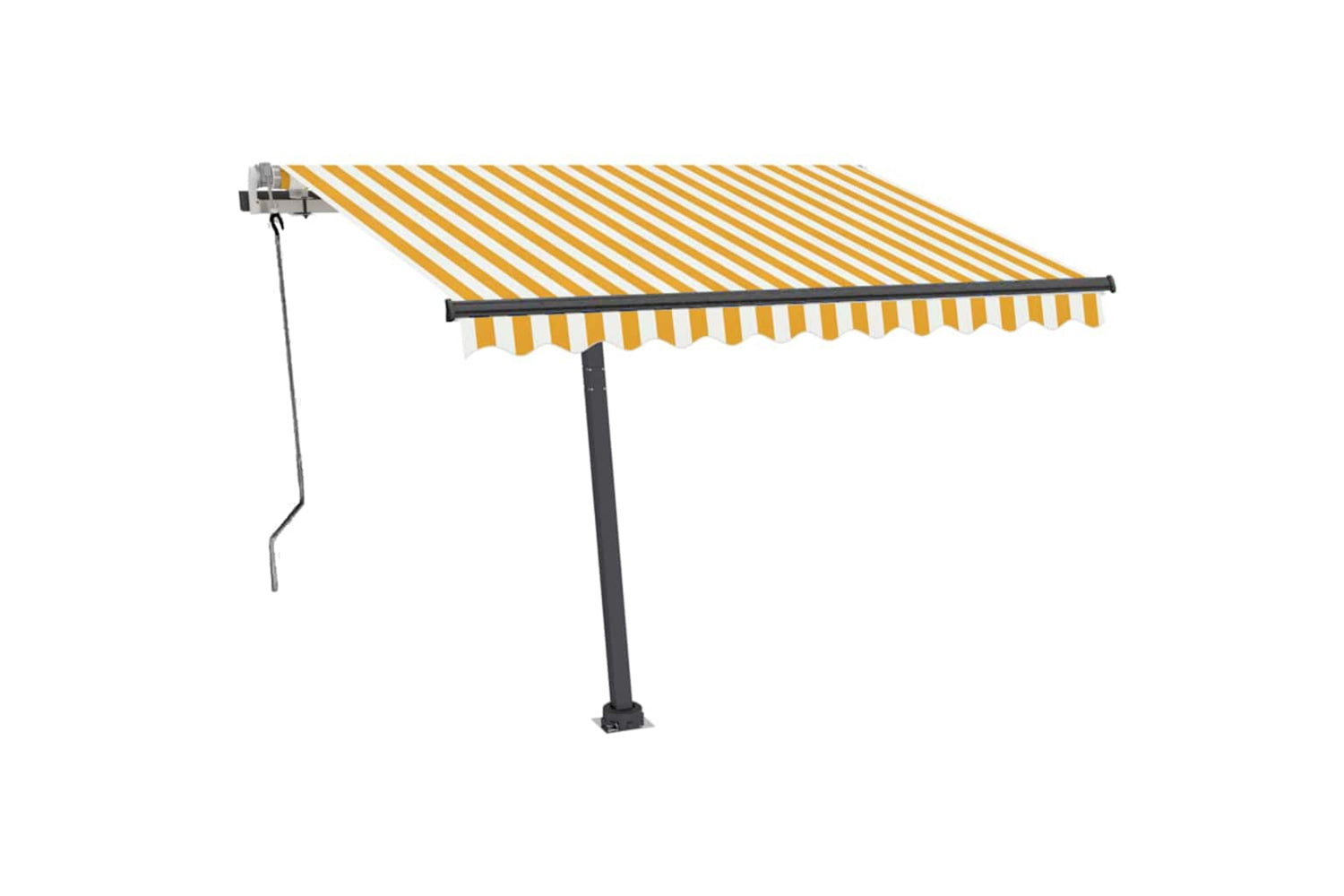 Vidaxl Manual Retractable Awning With Led 350x250 Cm Yellow And White-3