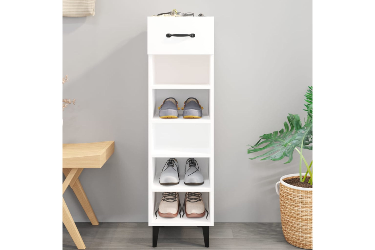 vidaXL 812807 Shoe Cabinet White 30x35x105cm Engineered Wood-7