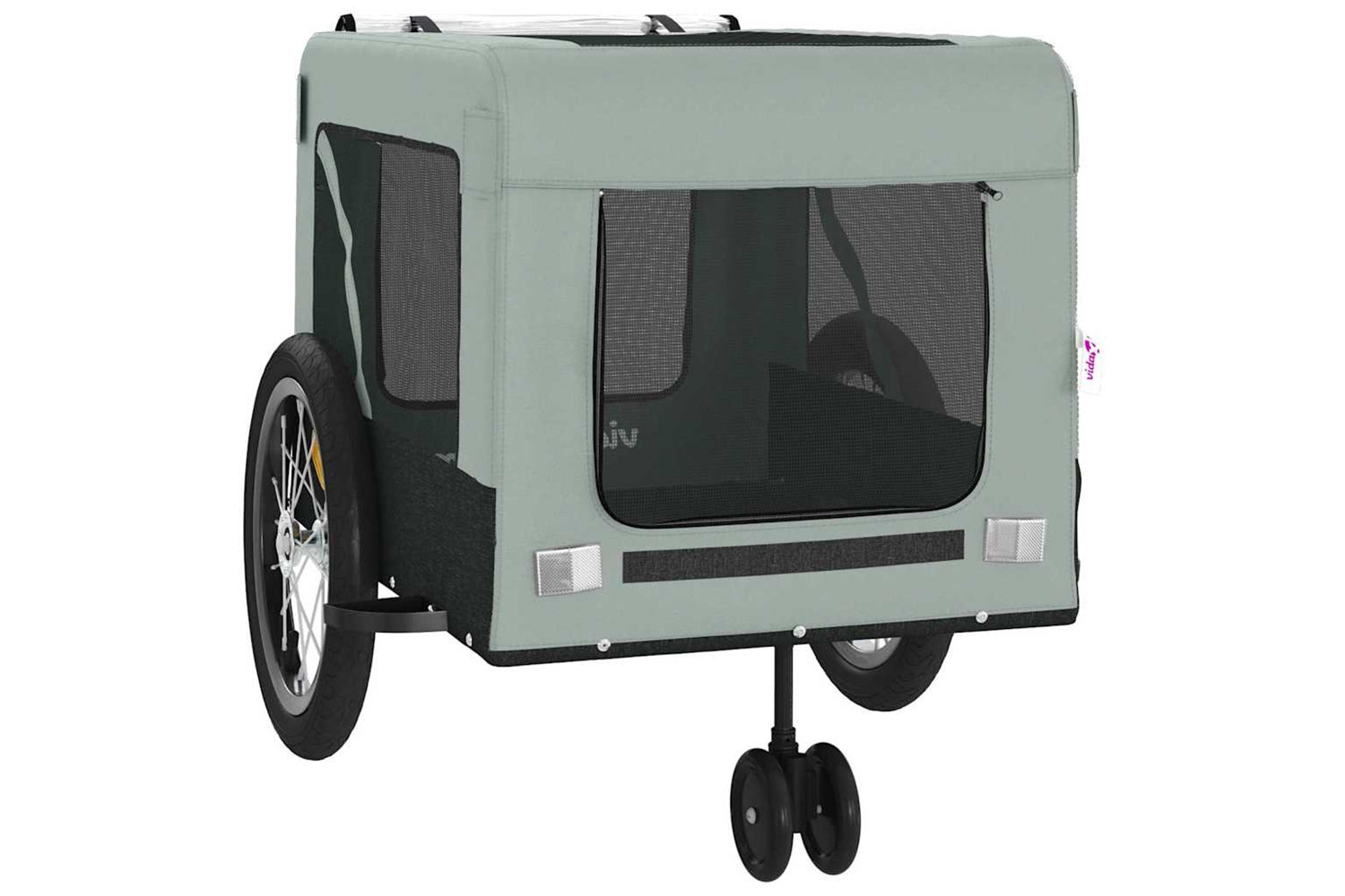 Vidaxl 93937 Pet Bike Trailer Grey And Black Oxford Fabric And Iron-5