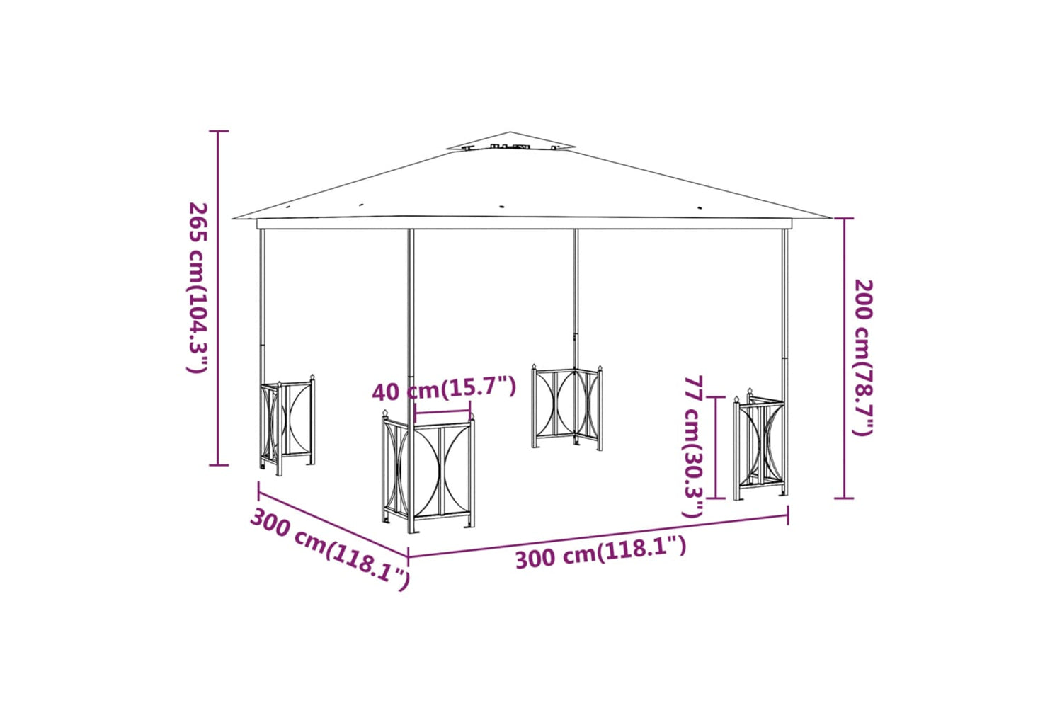Vidaxl 318541 Gazebo With Sidewalls&double Roofs 3x3 M Anthracite-5