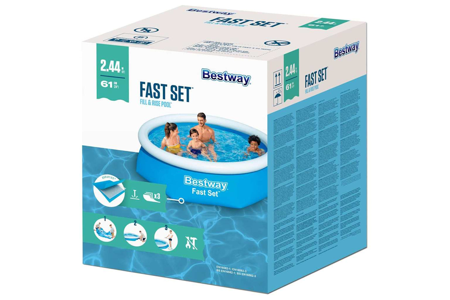 Bestway 93312 Fast Set Inflatable Swimming Pool Round 244x66 Cm 57265-4