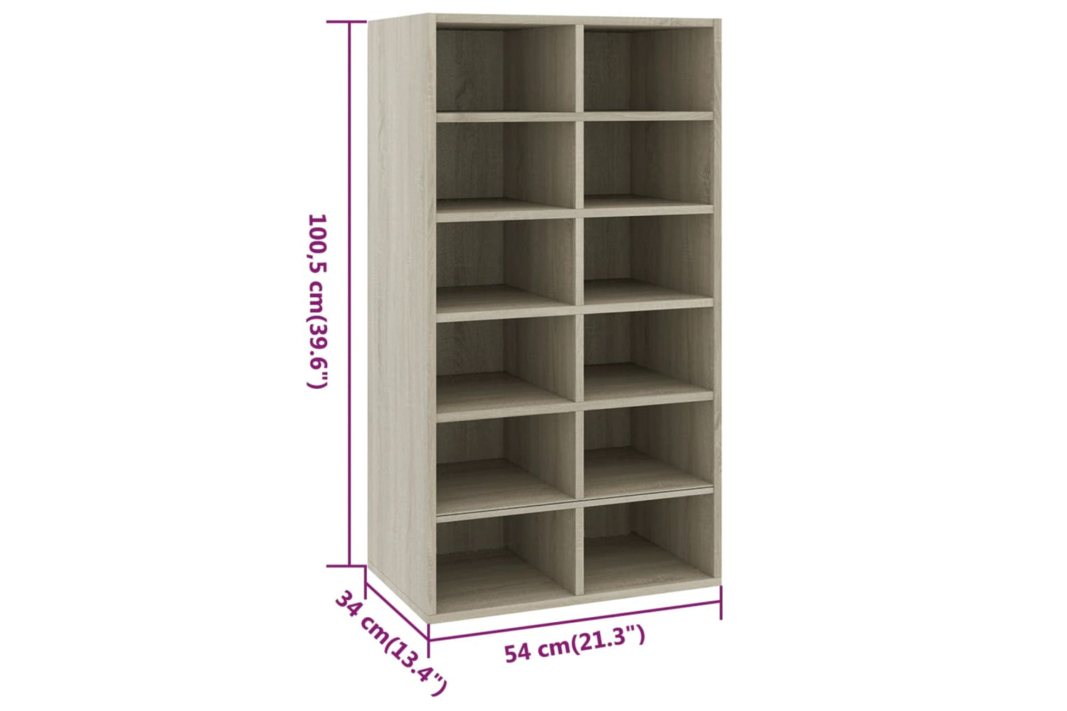 vidaXL 800399 Shoe Rack Sonoma Oak 54x34x100.5cm Engineered Wood-5