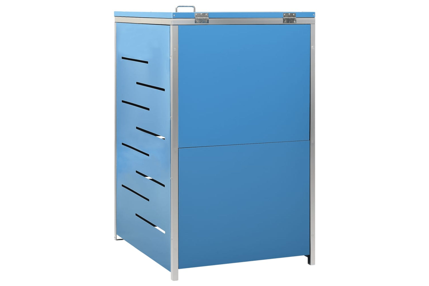 vidaXL Single Wheelie Bin Shed 69x77.5x112.5cm Stainless Steel-6