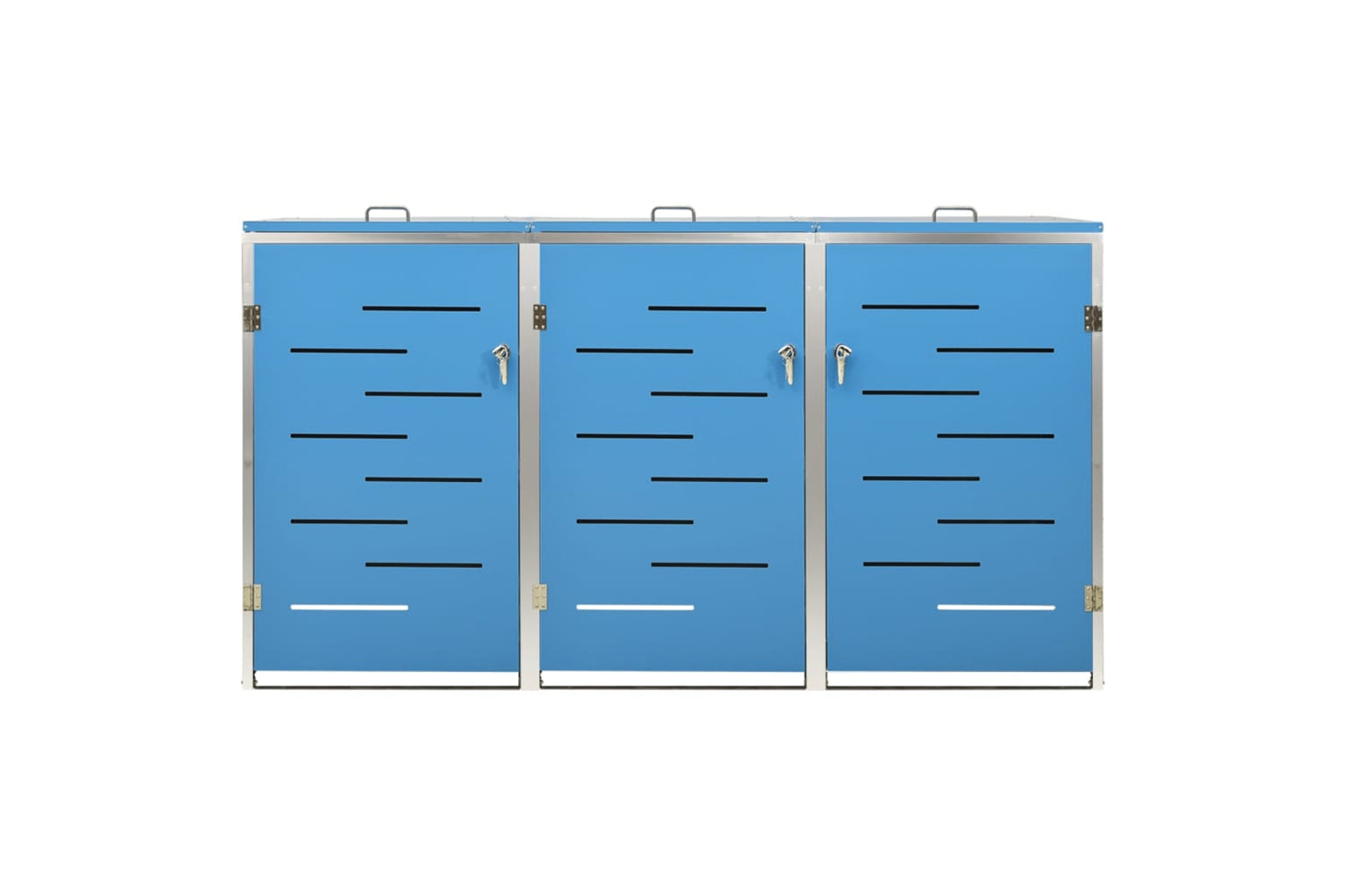 vidaXL Triple Wheelie Bin Shed 207x77.5x112.5cm Stainless Steel-4