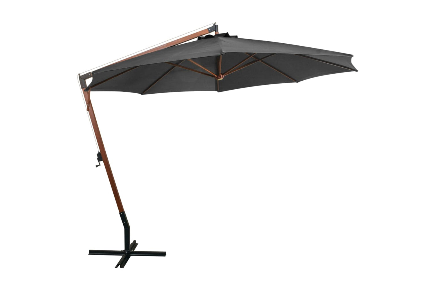 Vidaxl 313768 Hanging Parasol With Pole Anthracite 3.5x2.9 M Solid Fir Wood-2
