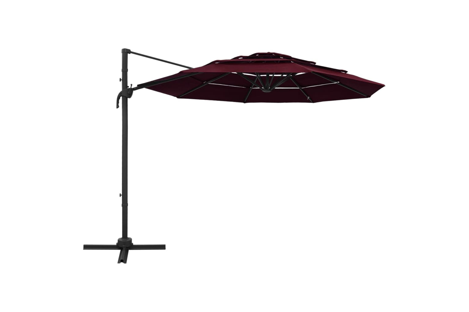 Vidaxl 313832 4-tier Parasol With Aluminium Pole Bordeaux Red 3x3 M-2