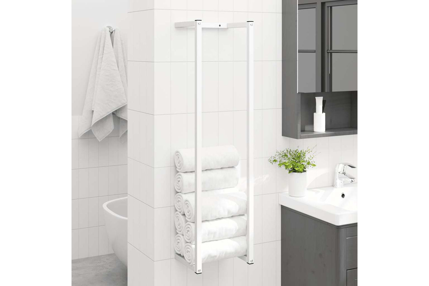 vidaXL 336117 Towel Rack White 25x20x95cm Steel-2